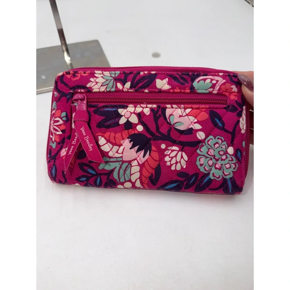 Vera Bradley Pink Floral Quilted Cotton Turn Lock Wallet Organizer - Picture 6 of 12